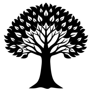 Zarif Meşe Ağacı Silüeti Vektör Sanat İllüstrasyonu - Lüks Markalar ve Yazdırılabilir Grafikler için Doğal Tasarım