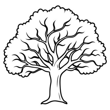 Zarif Meşe Ağacı Silüeti Vektör Sanat İllüstrasyonu - Lüks Markalar ve Yazdırılabilir Grafikler için Doğal Tasarım