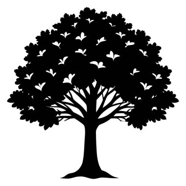 Zarif Meşe Ağacı Silüeti Vektör Sanat İllüstrasyonu - Lüks Markalar ve Yazdırılabilir Grafikler için Doğal Tasarım