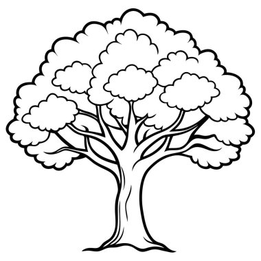 Zarif Meşe Ağacı Silüeti Vektör Sanat İllüstrasyonu - Lüks Markalar ve Yazdırılabilir Grafikler için Doğal Tasarım