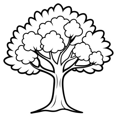 Zarif Meşe Ağacı Silüeti Vektör Sanat İllüstrasyonu - Lüks Markalar ve Yazdırılabilir Grafikler için Doğal Tasarım