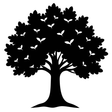 Zarif Meşe Ağacı Silüeti Vektör Sanat İllüstrasyonu - Lüks Markalar ve Yazdırılabilir Grafikler için Doğal Tasarım