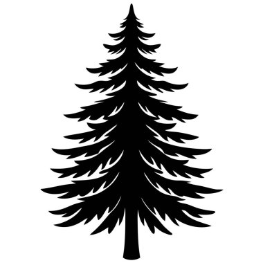 Doğal Çam Ağacı Silüeti Vektör Sanat İllüstrasyonu Doğa Temalı, Peyzaj ve Çevre Projeleri Tasarımı