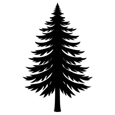Doğal Çam Ağacı Silüeti Vektör Sanat İllüstrasyonu Doğa Temalı, Peyzaj ve Çevre Projeleri Tasarımı