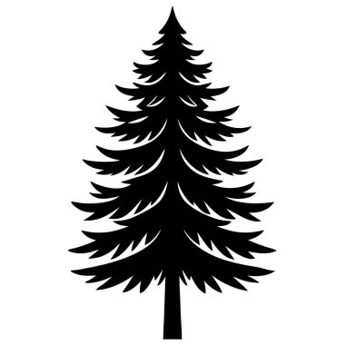 Doğal Çam Ağacı Silüeti Vektör Sanat İllüstrasyonu Doğa Temalı, Peyzaj ve Çevre Projeleri Tasarımı