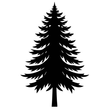Doğal Çam Ağacı Silüeti Vektör Sanat İllüstrasyonu Doğa Temalı, Peyzaj ve Çevre Projeleri Tasarımı