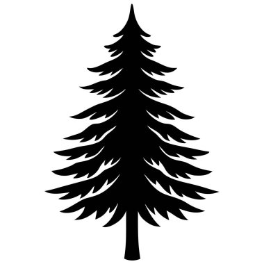 Doğal Çam Ağacı Silüeti Vektör Sanat İllüstrasyonu Doğa Temalı, Peyzaj ve Çevre Projeleri Tasarımı