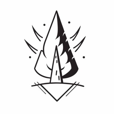 Doğal Çam Ağacı Silüeti Vektör Sanat İllüstrasyonu Doğa Temalı, Peyzaj ve Çevre Projeleri Tasarımı