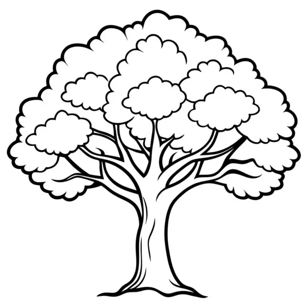 Zarif Meşe Ağacı Silüeti Vektör Sanat İllüstrasyonu - Lüks Markalar ve Yazdırılabilir Grafikler için Doğal Tasarım