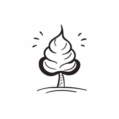 Doğal Sedir Ağacı Silüeti Vektör Sanat İllüstrasyonu Doğa Temalı Tasarım, Peyzaj ve Çevresel Markalaşma