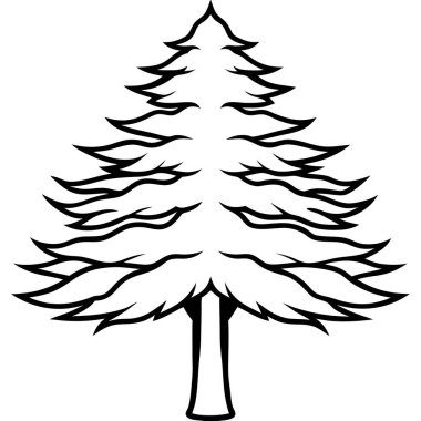 Doğal Sedir Ağacı Silüeti Vektör Sanat İllüstrasyonu Doğa Temalı Tasarım, Peyzaj ve Çevresel Markalaşma