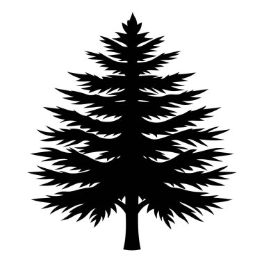 Doğal Sedir Ağacı Silüeti Vektör Sanat İllüstrasyonu Doğa Temalı Tasarım, Peyzaj ve Çevresel Markalaşma