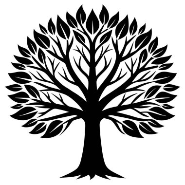Doğa Temalı Tasarımlar ve Çevre Markaları için Güzel Doğal Ağaç Silüeti Vektör Sanatı