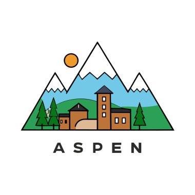 Aspen Ağacı Silueti Vektör Sanatı İllüstrasyon Doğal Orman Tasarımı Çevre dostu Markalar ve Doğa Teması