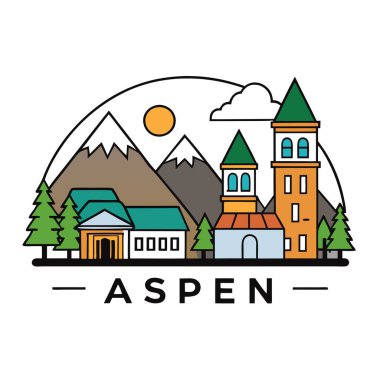 Aspen Ağacı Silueti Vektör Sanatı İllüstrasyon Doğal Orman Tasarımı Çevre dostu Markalar ve Doğa Teması