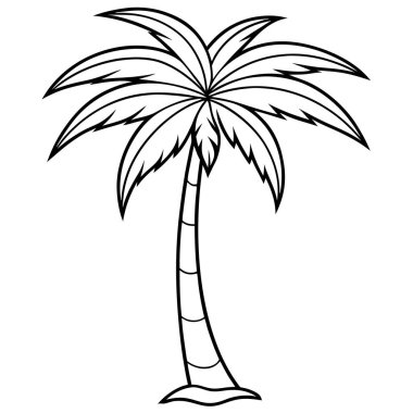 Doğal Orman Tasarımı için Palmiye Ağacı Silüeti Vektör Sanat Çizimi