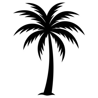 Doğal Orman Tasarımı için Palmiye Ağacı Silüeti Vektör Sanat Çizimi
