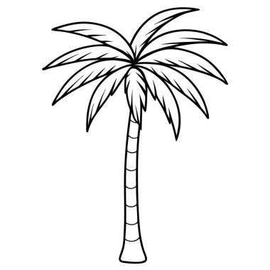 Doğal Orman Tasarımı için Palmiye Ağacı Silüeti Vektör Sanat Çizimi