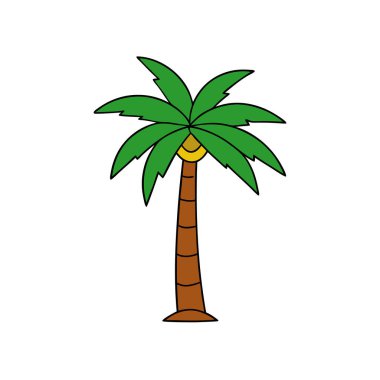 Doğal Orman Tasarımı için Palmiye Ağacı Silüeti Vektör Sanat Çizimi