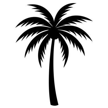 Doğal Orman Tasarımı için Palmiye Ağacı Silüeti Vektör Sanat Çizimi