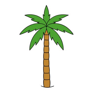 Doğal Orman Tasarımı için Palmiye Ağacı Silüeti Vektör Sanat Çizimi