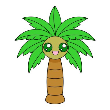 Doğal Orman Tasarımı için Palmiye Ağacı Silüeti Vektör Sanat Çizimi