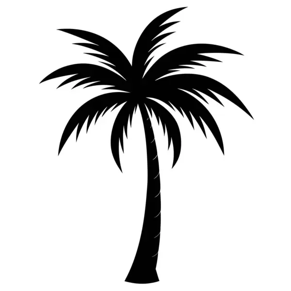 Doğal Orman Tasarımı için Palmiye Ağacı Silüeti Vektör Sanat Çizimi