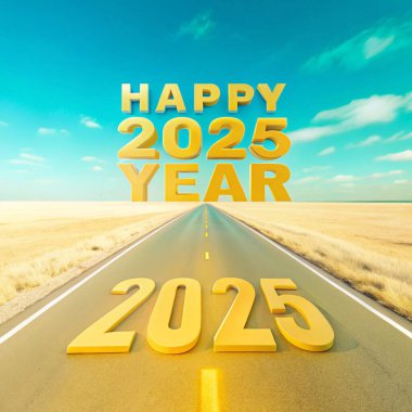 Happy New Year 2025 Illustration Design for Social Media Posts and Banners Ideal for Festive Online Campaigns clipart