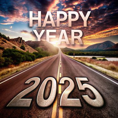 Happy New Year 2025 Illustration Design for Social Media Posts and Banners Ideal for Festive Online Campaigns clipart