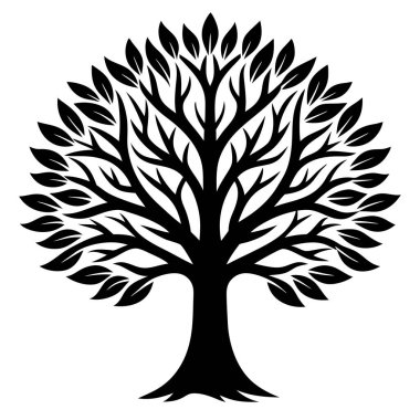 Doğa Temalı Tasarımlar ve Çevre Markaları için Güzel Doğal Ağaç Silüeti Vektör Sanatı