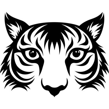 Tiger Eyes Vector Art Illustration, Wild Animal Design, Symbolic Tiger Head Artwork clipart