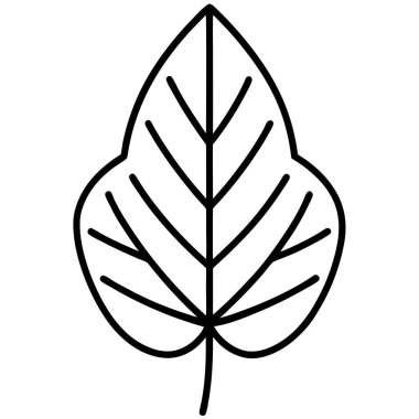 A clean, simple line drawing of a leaf clipart