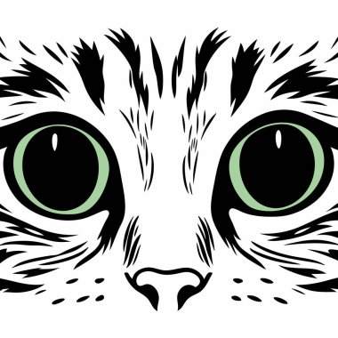 Close-up of a stylized cat eyes vector art illustration design clipart