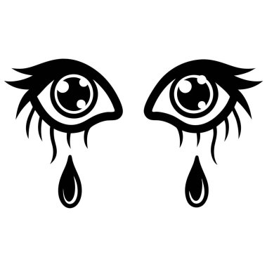 Zarif Siyah ve Beyaz Ağlayan Gözler Tasarımı
