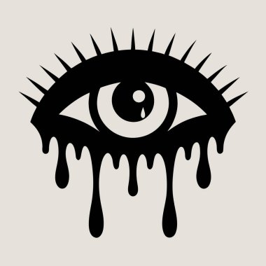 Zarif Siyah ve Beyaz Ağlayan Gözler Tasarımı