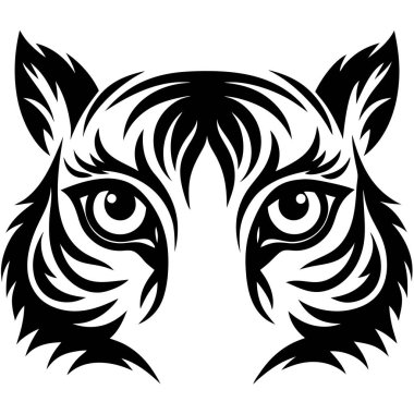 Kaplan Gözlü Sanat İllüstrasyonu, Vahşi Hayvan Tasarımı, Sembolik Kaplan Baş Sanatı