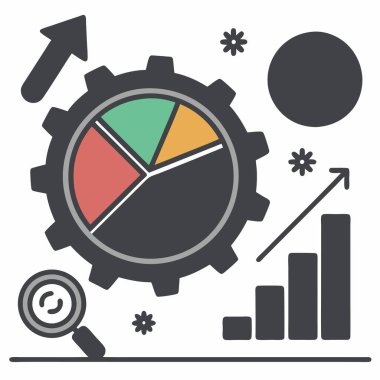 Veri Görselleştirme ve İş Sezgileri için Modern Pasta Çizelgesi Analizi Simgesi Vektör İllüstrasyonu