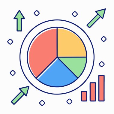 Veri Görselleştirme ve İş Sezgileri için Modern Pasta Çizelgesi Analizi Simgesi Vektör İllüstrasyonu