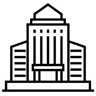 Ofis Binası Simge Vektör Sanat Çizimi Tasarımı