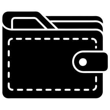 Basit Siyah ve Beyaz Cüzdan Simgesi