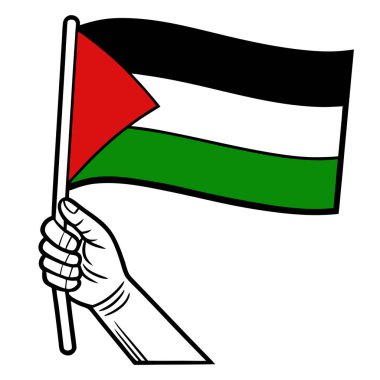 Vatanseverlik, Bağımsızlık ve Özgürlük Konseptleri İçin El Vektörü İllüzyonunda Filistin Bayrağı