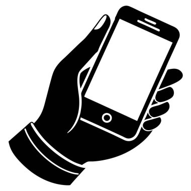 Akıllı Telefonu Elle Tutmak, Basit Vektör İllüzyonu