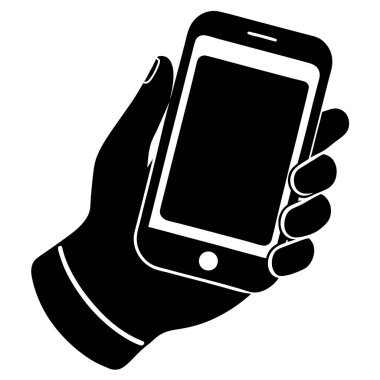 Akıllı Telefonu Elle Tutmak, Basit Vektör İllüzyonu