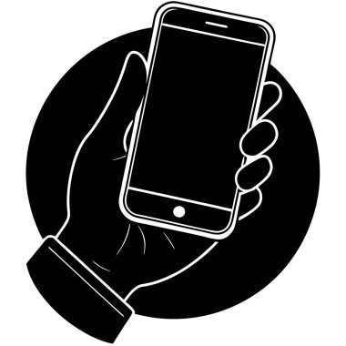 Akıllı Telefonu Elle Tutmak, Basit Vektör İllüzyonu