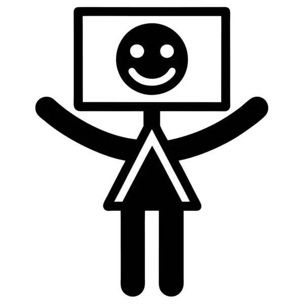 İmzalı Minimalist Neşeli Simge Tasarım Vektörü Sanat Çizimi