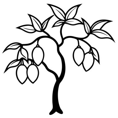 Bir narenciye ağacının basit siyah beyaz çizimi