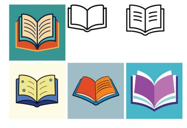 Eğitim ve Öğrenim için Açık Kitap Simgesi Vektör Sanat İllüstrasyonunu Ayarla