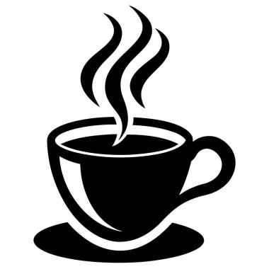 Siyah ve Beyaz Minimalist Kahve Kupası Vektör İllüstrasyonu