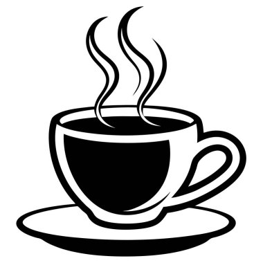 Siyah ve Beyaz Minimalist Kahve Kupası Vektör İllüstrasyonu