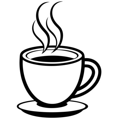 Siyah ve Beyaz Minimalist Kahve Kupası Vektör İllüstrasyonu